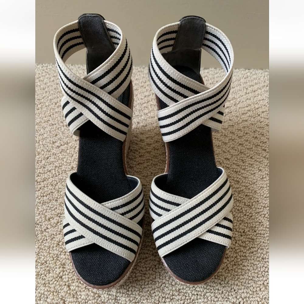 Tory Burch Striped Black and Cream Espadrilles